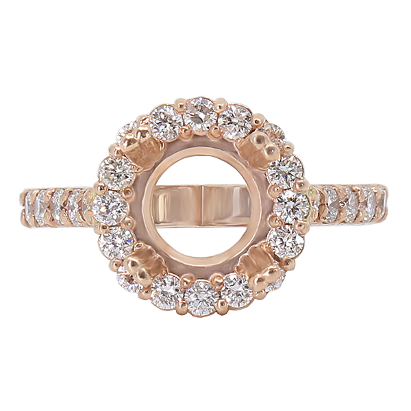 14K ROSE GOLD 11MM ROUND HALO ENGAGEMENT RING